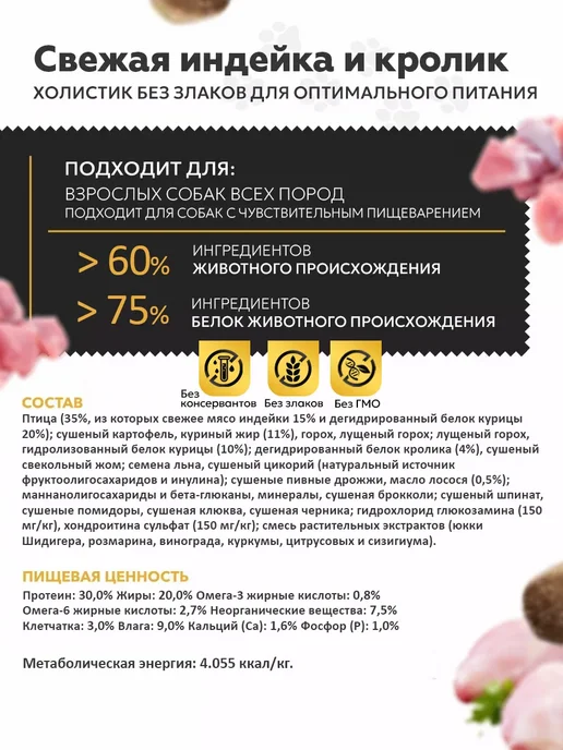 Сухой корм Ambrosia Пищеварением для собак, чувствительное пищеварение, 2 кг, фото 2