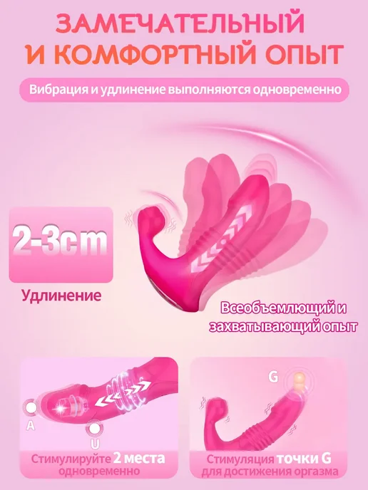 18+ Вибротрусики приложением Трусы с вибратором Для клитора, красный, фото 4