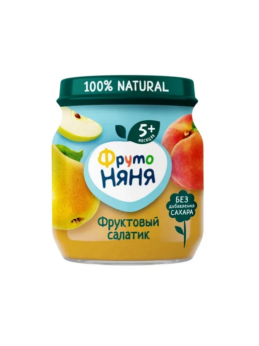 ФрутоНяня Пюре яблоко груша банан персик йогурт, 90г (12 шт), 100 г, 6 шт, фото 2
