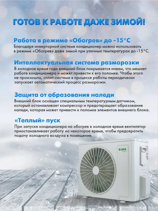 JAX Кондиционер сплит система инверторный ACY-12HE до 36м2, белый, фото 8