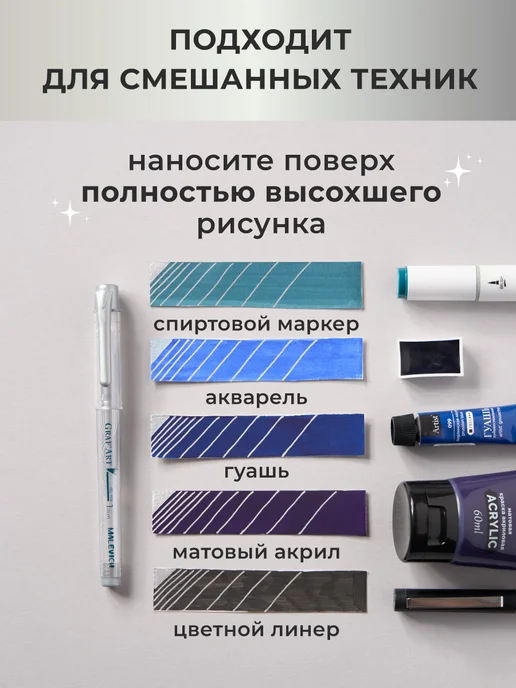 Малевичъ Ручка гелевая серебро, набор 3 шт (1 мм), 3 шт, фото 6