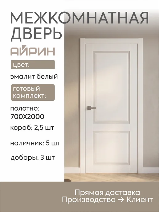 ВДК Двери и мебель Межкомнатная дверь 70х200см комплект с доборами, белый