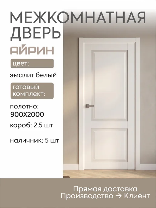 ВДК Двери и мебель Межкомнатная дверь 90х200см комплект короб+наличники+добор, белый