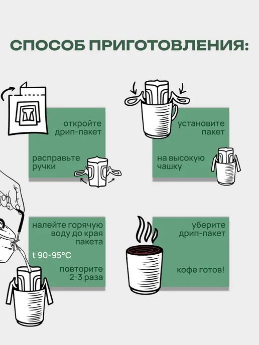 Дрип кофе Кастильо Классика Колумбия 5шт*12гр MeEncanta, 5 шт, 12 г, фото 3