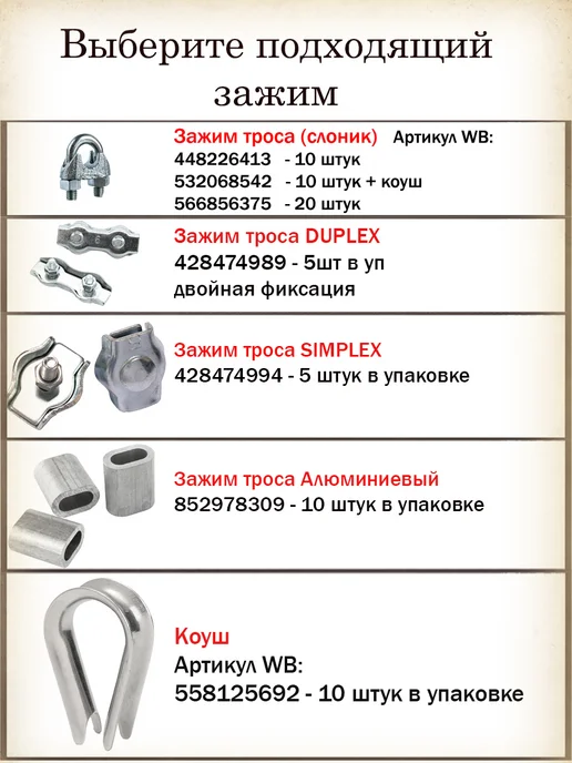 Зажим для троса, алюм. 2,5 DIN 3093 10 штук+3, серый, фото 8