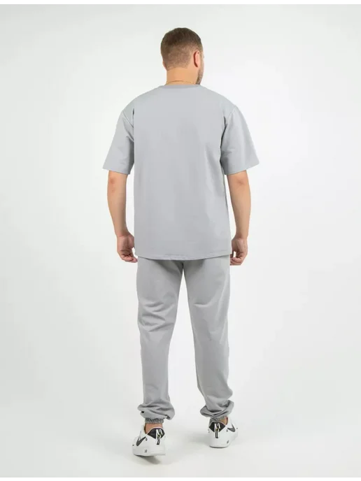 QA fashion Костюм мужской домашний с футболкой и брюками летний, серый, фото 2