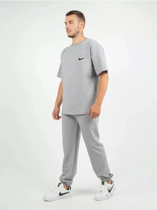 QA fashion Костюм мужской домашний с футболкой и брюками летний, серый, фото 3