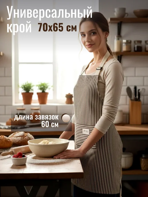 Доляна Фартук кухонный женский для готовки для дома, коричневый, фото 3