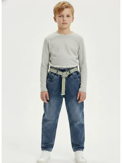 Modern Kids Джинсы бананы на резинке, синий, фото 4