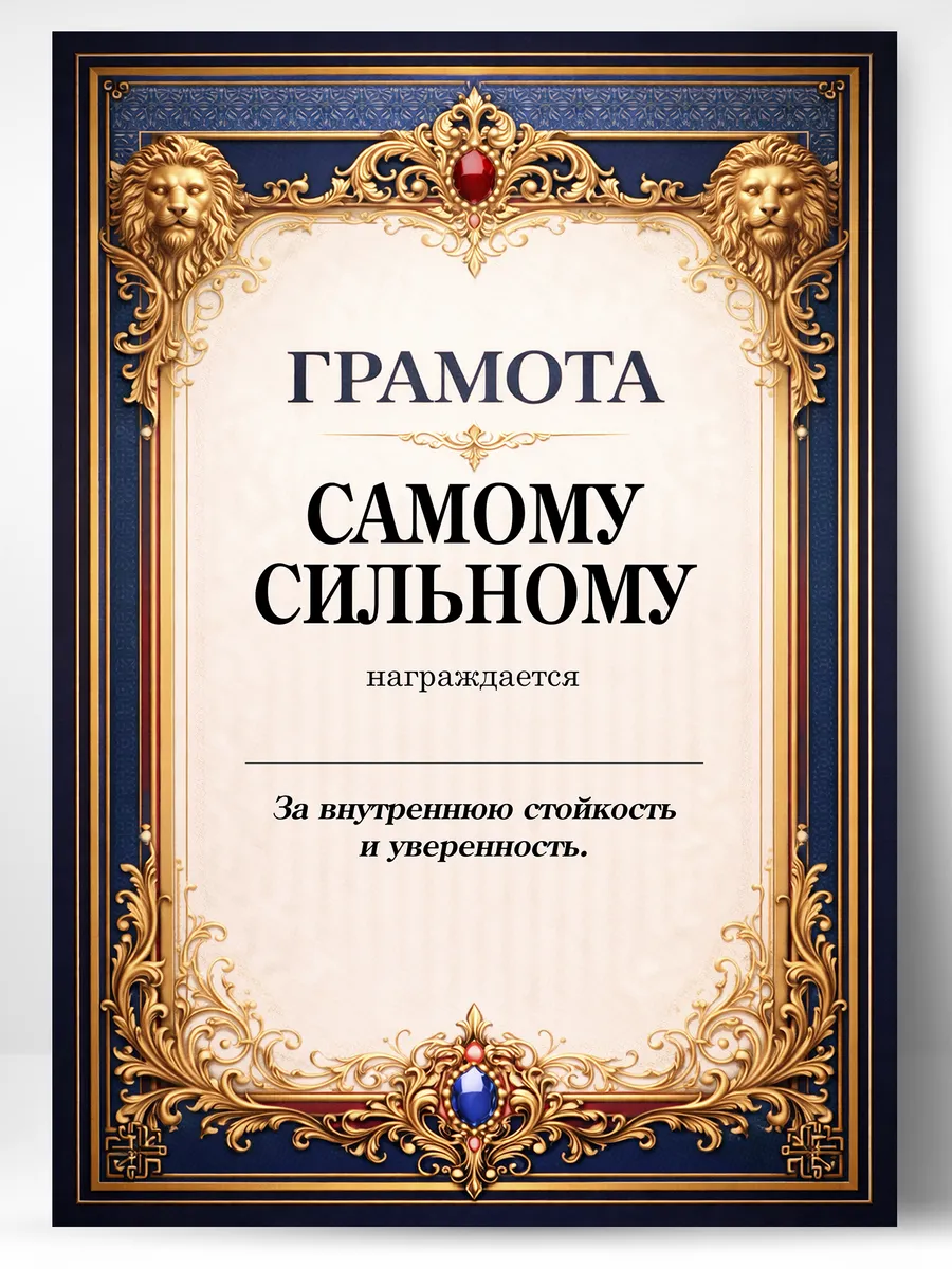Грамота диплом в подарок - Самому сильному