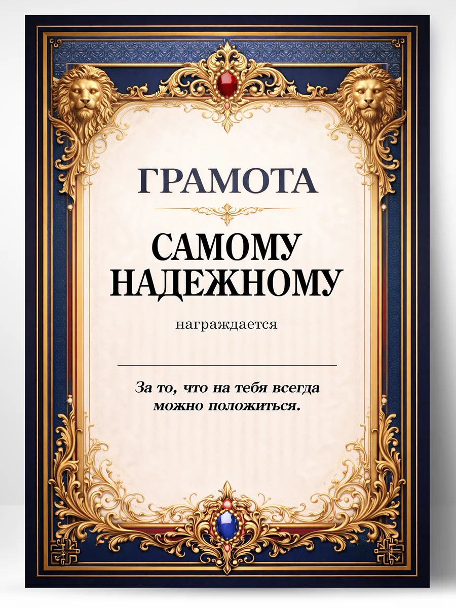 Грамота диплом в подарок - Самому надежному