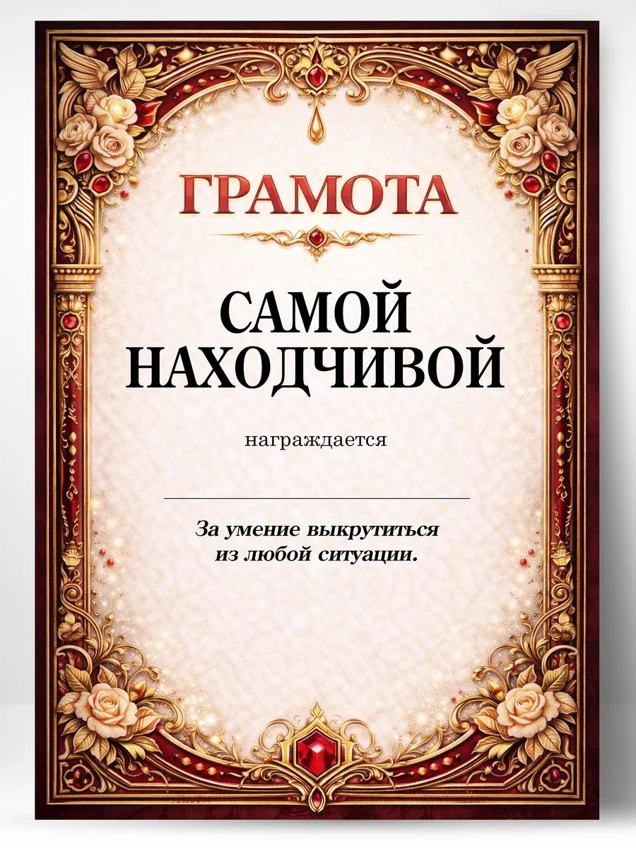 Грамота диплом в подарок - Самой находчивой