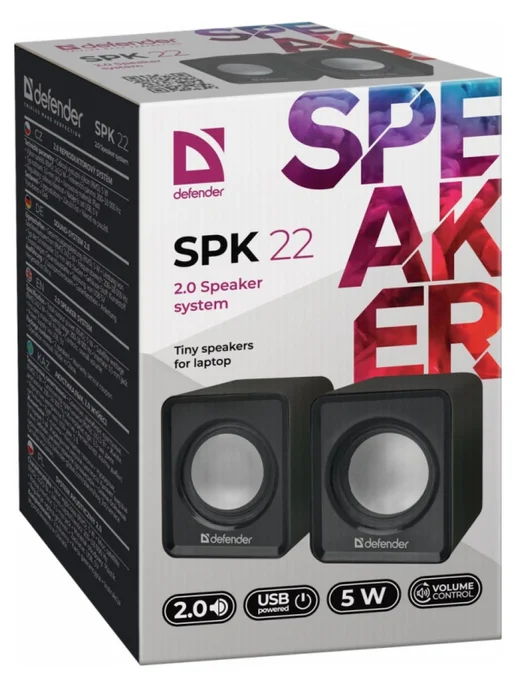 DEFENDER Колонки 2.0 SPK 22 черный, 5 Вт, 5 Вт, черный, фото 2