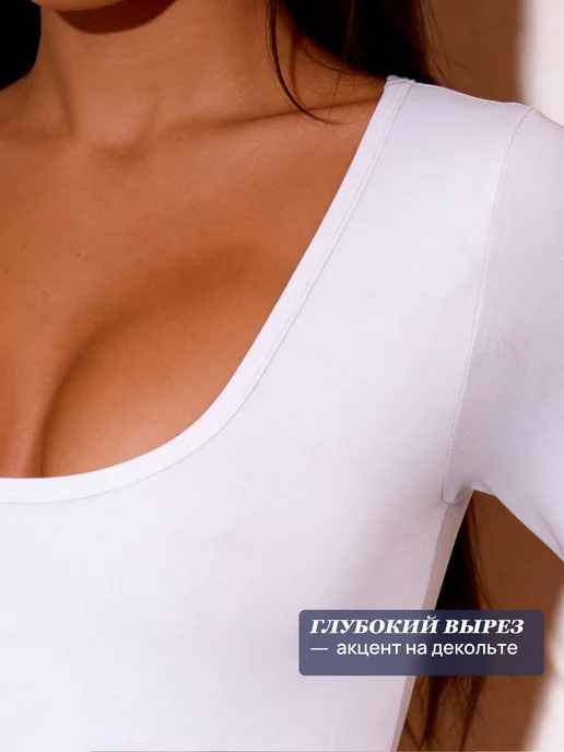 MUNI LACE Корректирующее летнее боди с длинным рукавом, белый, фото 5