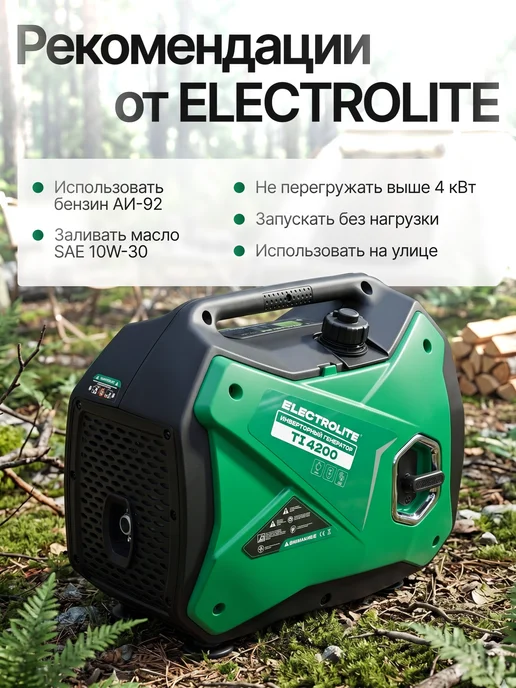 ELECTROLITE Генератор бензиновый инверторный TI 4200, черный, фото 7