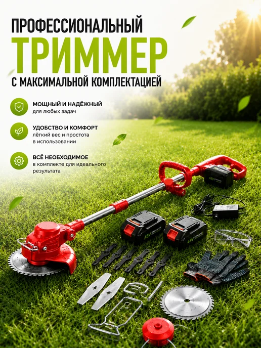 Садовый триммер для травы аккумуляторный, вариант, фото 6