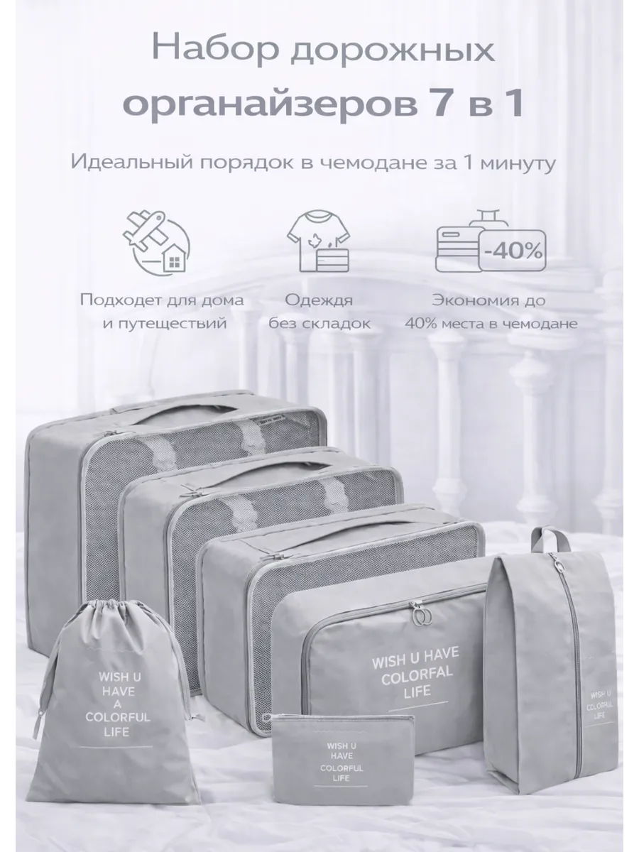 Органайзер для чемодана дорожный набор 7 в 1