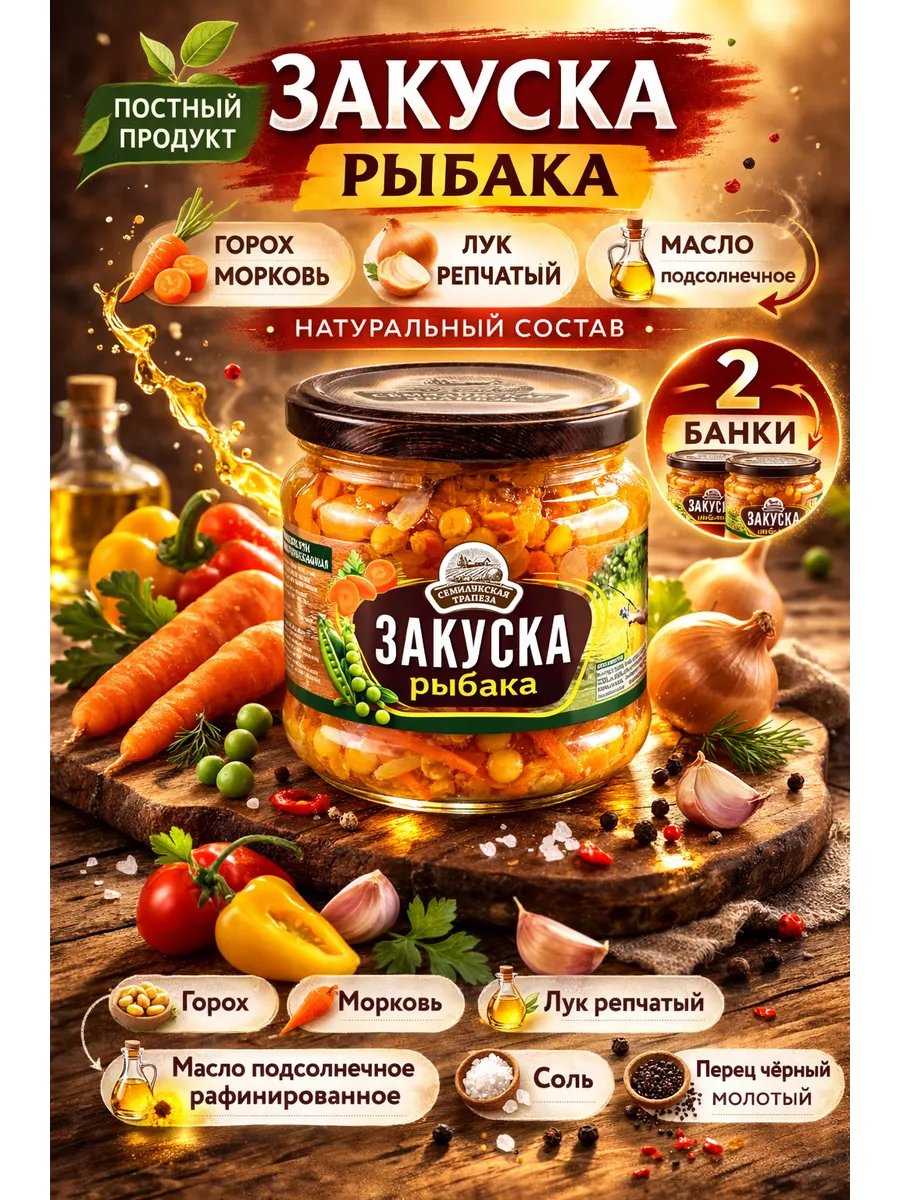 Закуска овощная «Закуска рыбака» , 460 г, 2 шт