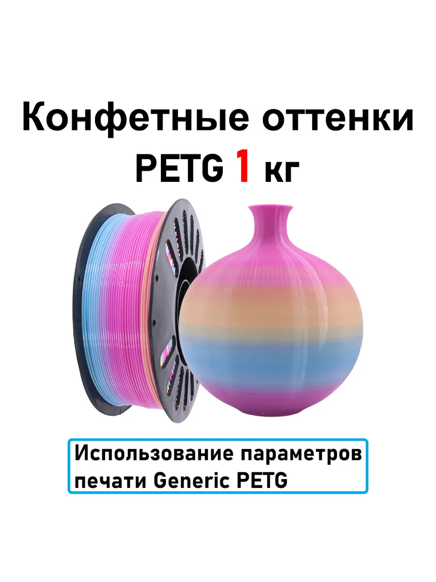 Конфетные оттенки PETG 1,75мм 1кг Печать идеальная, без пузы…