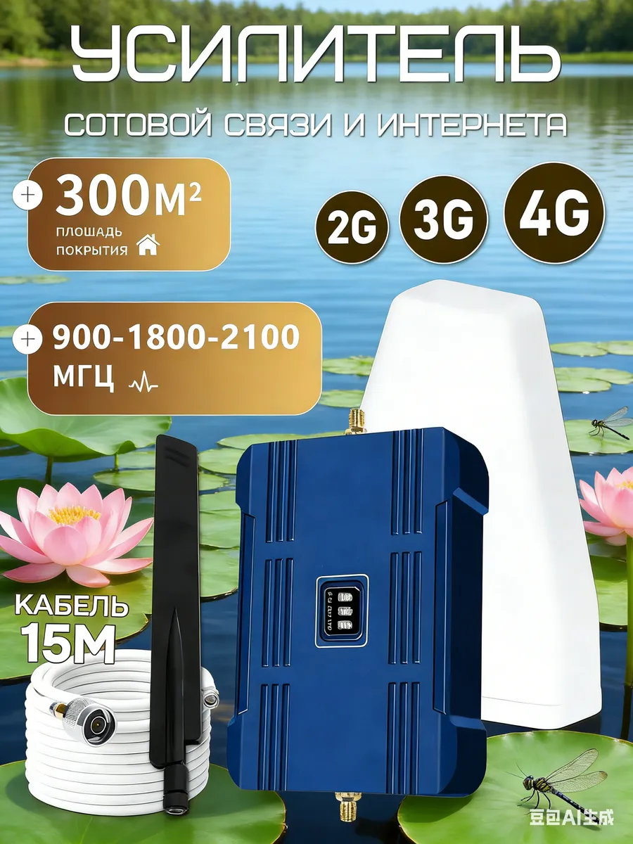 Усилитель сотовой связи и интернета LTE 900-1800-2100 МГц