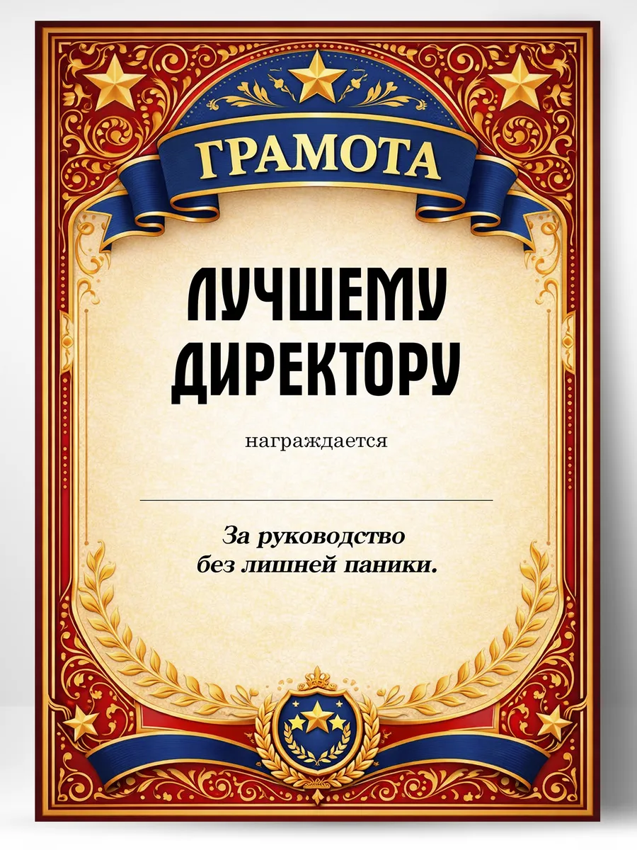 Грамота диплом в подарок - Лучшему директору