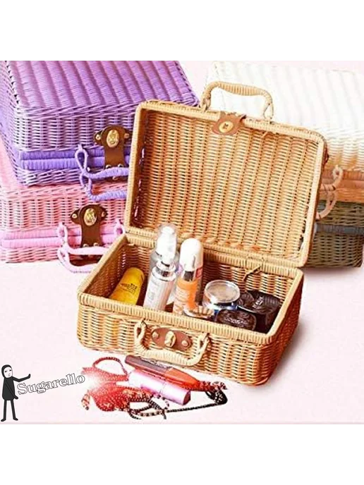 Корзина для пикника плетеная с крышкой, коричневый, фото 8