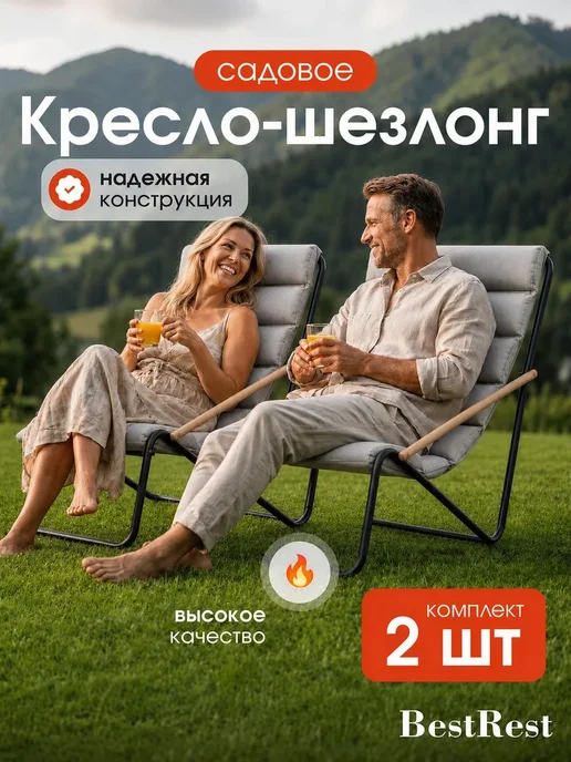 BestRest Кресло садовое для дачи и отдыха на природе комплект 2 шт, 2 шт
