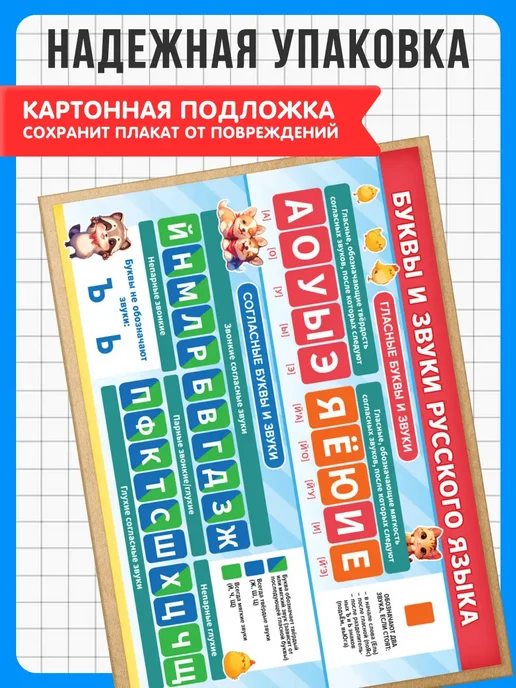 Краски шоу Обучающий плакат Буквы и звуки русского языка А4, синий, фото 5