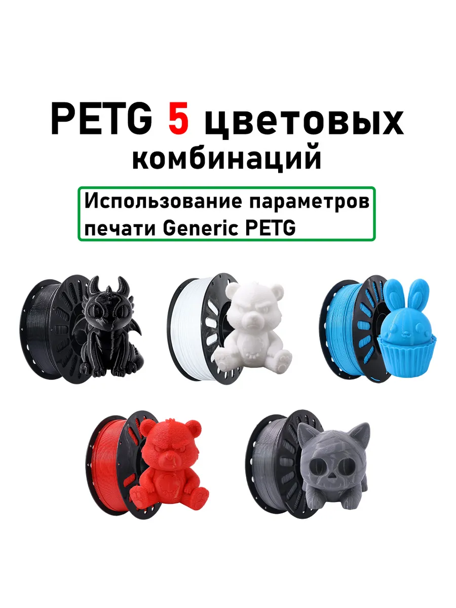 PETG 5KG цветовых разноцветный 1.75 мм, комбинация
