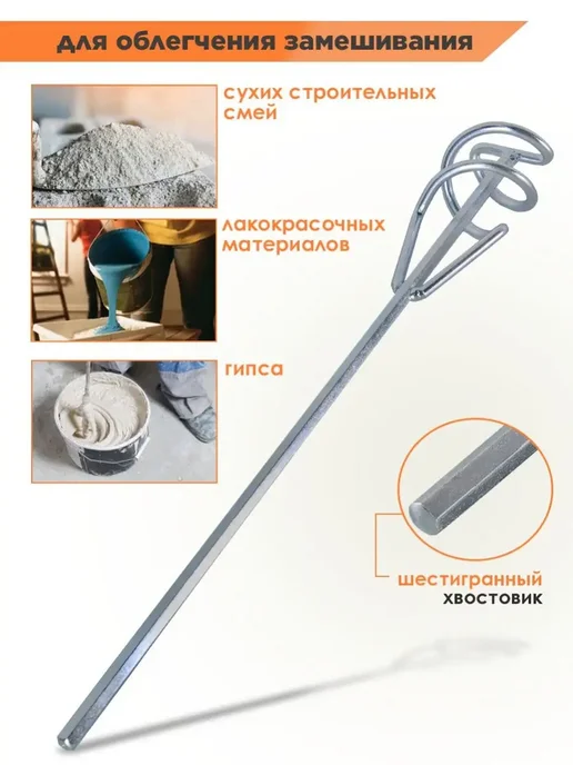 ВИХРЬ Насадка-миксер оцинкованная 60х400 мм, НЕХ, вариант, фото 2