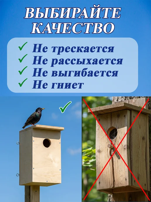 ФД5 Скворечник для птиц деревянный своими руками, бежевый, фото 5
