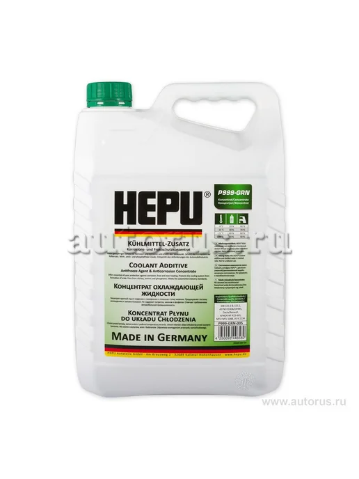 HEPU Антифриз Coolant G11 концентрат зеленый 5 л P999-GRN-00, 5 л