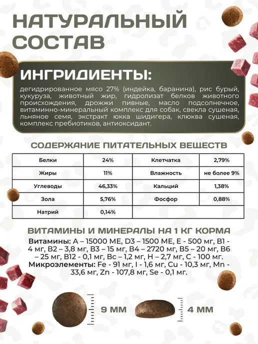 Сухой корм ZHERAFFA Супер-Премиум для собак, мелкие, ягненок, 1,5 кг, фото 5