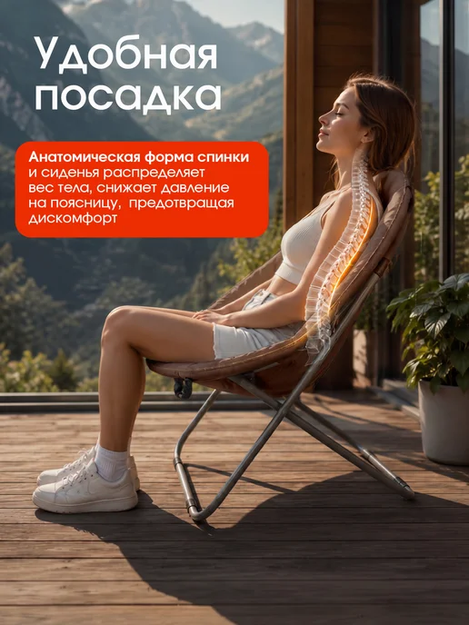 BestRest Кресло садовое складное Луна для дачи и отдыха на природе, коричневый, фото 3