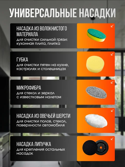 Электрощетка для уборки с насадками, белый, фото 5