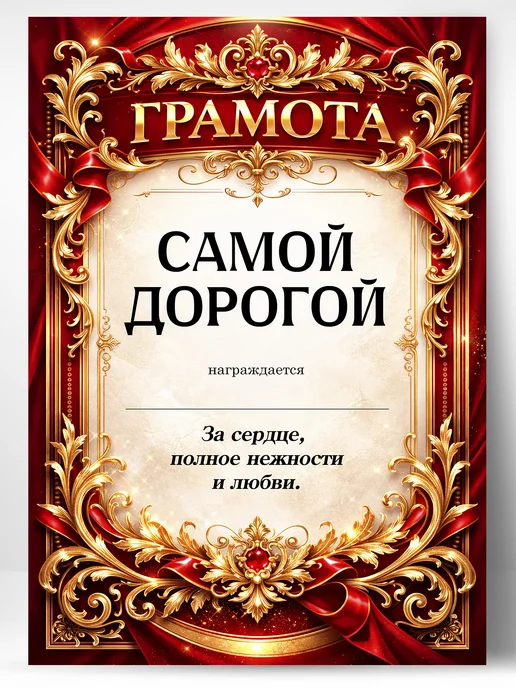 Грамота диплом в подарок - Самой дорогой, Самой дорогой