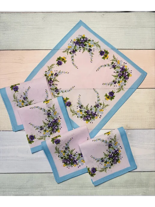 Pastel_lux Набор 5 платков 28х28 см цветочки, 28x28 см, фото 5
