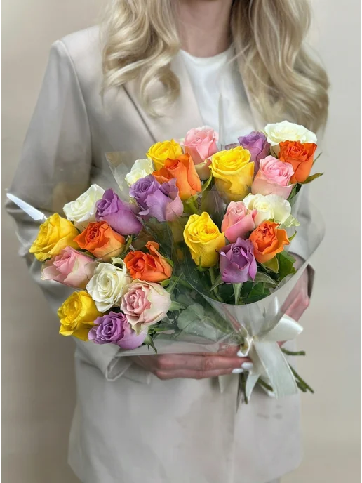 ROZA4U Букеты живых цветов из 5 роз 5 шт, 5 шт