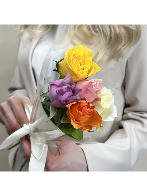 ROZA4U Букеты живых цветов из 5 роз 5 шт, 5 шт, фото 2