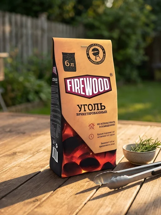 Firewood Брикеты древесноугольные для гриля и мангала 6 л, 6 л, фото 2
