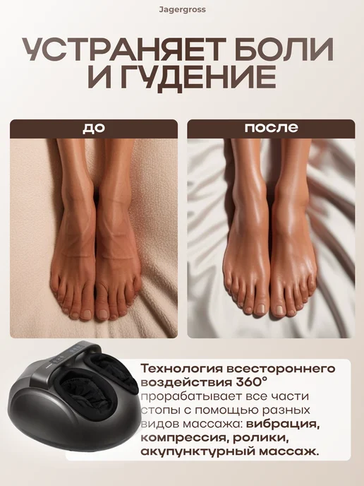 Jagergross Массажер для ног с подогревом от усталости и отеков также по…, серый, фото 6