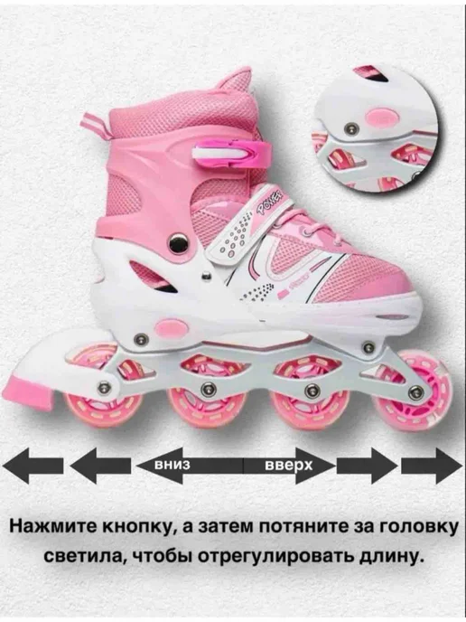 раздвижные ролики, розовый, фото 3