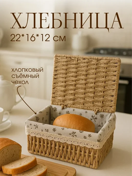 Хлебница с крышкой, бежевый