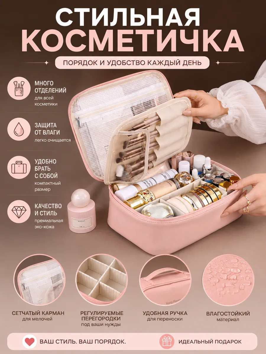 Косметичка дорожная женская кейс для косметики
