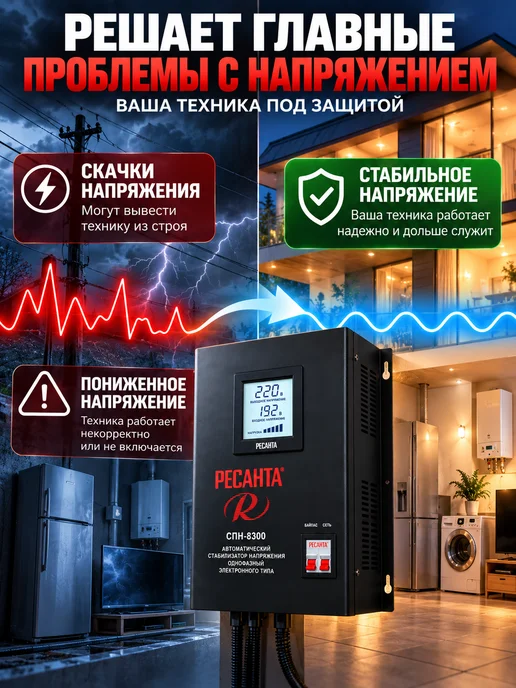 Стабилизатор напряжения 8,3 кВт для дома и дачи, вариант, фото 4