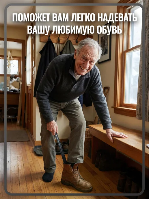 Ложка для обуви серая 45 см, рожок обувной, серый, фото 6