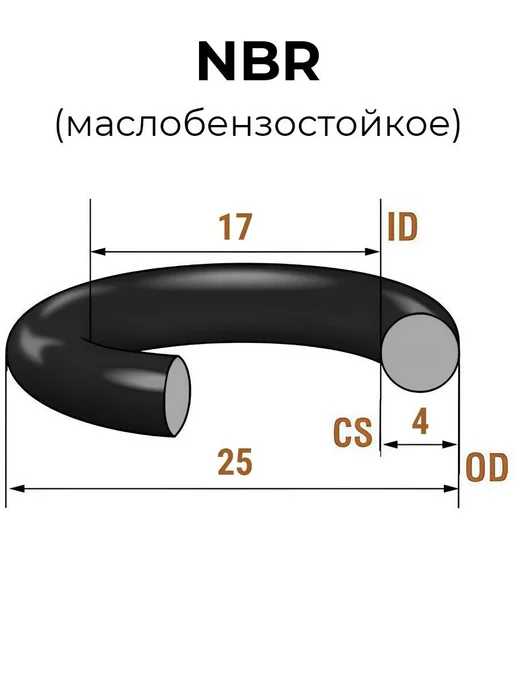 Кольцо уплотнительное 17х25х4 NBR70 МБС 1 шт, 1 шт, фото 2