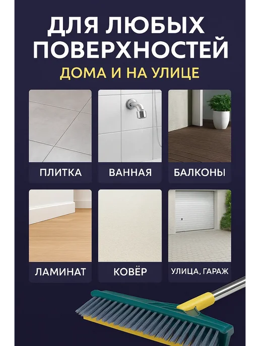 Смарт покупки Швабра щетка для пола ковров паласов ламината плитки и окон, серый, фото 2