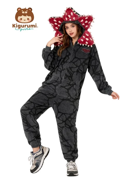 KigiRu Кигуруми демогоргон с капюшоном длинный рукав флис, черный, фото 2