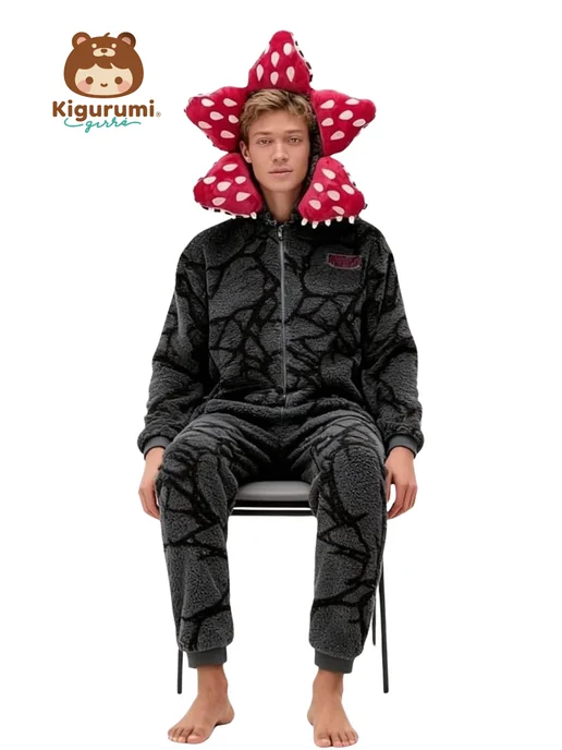 KigiRu Кигуруми демогоргон с капюшоном длинный рукав флис, черный, фото 3